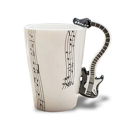 Totalcadeau Tasse anse en guitare noire mug porcelaine