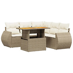 vidaXL Salon de jardin avec coussins 6 pcs beige résine tressée