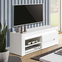 Dansmamaison Meuble TV 115 cm Blanc Brillant à LED - KIELE