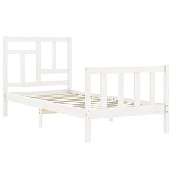 Maison Chic Lit adulte - Cadre Structure de lit avec tête de lit Contemporain blanc 90x200 cm bois massif -MN61040 pas cher