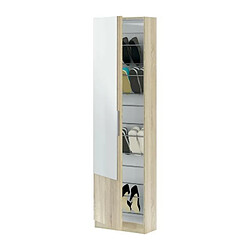 Meuble a chaussure - 1 porte 1 miroir - chene - L 50x P 22 x H180 cm - KRISTAL pas cher