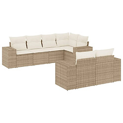 Maison Chic Salon de jardin avec coussins 7 pcs, Ensemble Tables et chaises de jardin, beige résine tressée -GKD385505