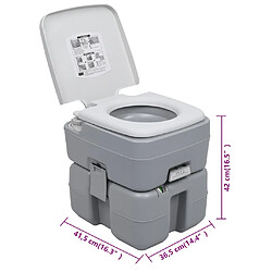 vidaXL Toilette portable de camping Gris 20+10 L pas cher