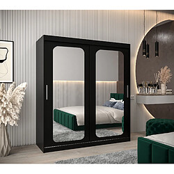 Abiks Meble Armoire PROMO T3 À Portes Coulissantes 200/180/62 2 Portes (Noir/Noir)