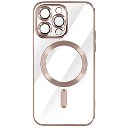 Avizar Coque MagSafe pour iPhone 14 Pro Max Silicone Protection Caméra Chromé Rose Gold