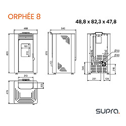 Acheter Poêle à granulés de bois 8kw noir - orphee 8 noir - SUPRA