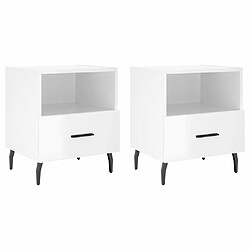 Maison Chic Lot de 2 Tables de chevet,Table de nuit,Table d'appoint pour salon blanc brillant 40x35x47,5 cm -MN34389