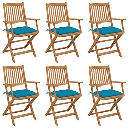 vidaXL Chaises pliables de jardin lot de 6 avec coussins Bois d'acacia