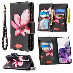 Etui en PU fermeture éclair à motifs avec 9 porte-cartes lotus pour votre Samsung Galaxy S20