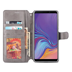 Acheter Wewoo Housse Coque Pour Galaxy A9 2018 AZNS Étui en cuir avec rabat magnétique et texture de mollet support et logements cartes et cadre photo Gris