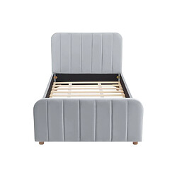 Avis Vente-Unique Lit 90 x 190 cm - Velours avec coutures verticales - Gris + Matelas - ROGADI