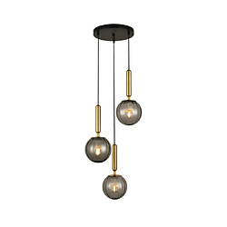 Luminaire Center Suspension Ravena Verre,Acier Laiton,Fumé