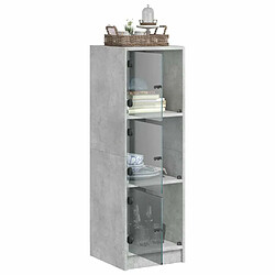 Maison Chic Commode Buffet - Meuble de rangement avec portes en verre gris béton 35x37x109 cm -GKD14574 pas cher