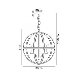 Luminaire Center Suspension 6 ampoules Nickel poli