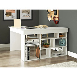 Vente-Unique Bureau d'angle avec rangements - Coloris : Blanc - LILEUL