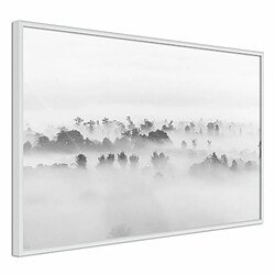 Paris Prix Affiche Murale Encadrée Fog Over the Forest 30 x 20 cm Blanc