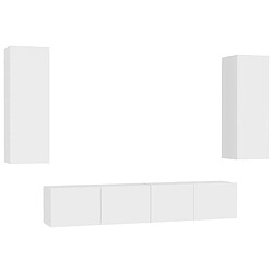 Maison Chic Ensemble de meubles TV 4 pcs | Banc TV Moderne pour salon | Meuble de Rangement - Blanc Aggloméré -MN20761