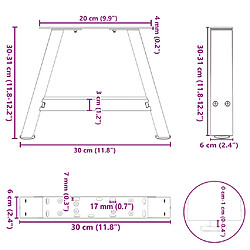 vidaXL Pieds de table basse forme de A 2 pcs noir 30x(30-31) cm acier pas cher