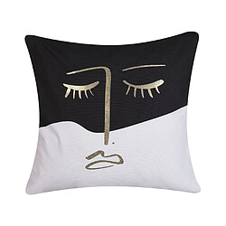 Beliani Coussin ABELIA Coton 45 x 45 cm Abstrait Noir blanc