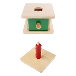 Jeu Éducatif Montessori Sensoriel Boule et Boîte + Cadran Vertical Cylindrique Jouet à Appairer en Bois Cadeau Anniversaire pour Enfant Bébé