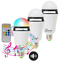 Lot 3 Ampoules LED multicolore RGB et musicale connectée Bluetooth Lot de 3 ampoules avec télécommande aux fonctions multiples ! Faites le choix de cette ampoule...