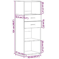 vidaXL Buffet haut blanc 45x42,5x124 cm bois d'ingénierie pas cher