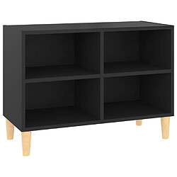 vidaXL Meuble TV avec pieds en bois massif Noir 69,5x30x50 cm