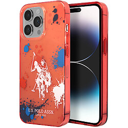 Us Polo U.S Polo Coque pour iPhone 14 Pro Max Splatter Double Horse Bords Surélevés Rouge