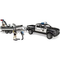 Bruder bworld Pick-up de police RAM 2500 avec module L + S, remorque, bateau, policière et plongeur