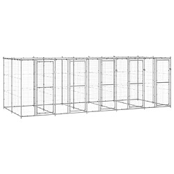 Helloshop26 Chenil extérieur cage enclos parc animaux chien extérieur acier galvanisé avec toit 12,1 m² 02_0000432