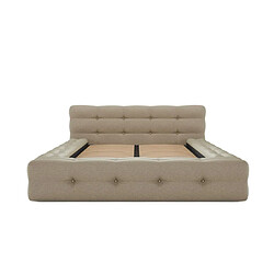 Avis Lit capitonné 140 x 190 cm - Tissu chiné - Beige + Sommier + Matelas - LERUCO de Pascal Morabito