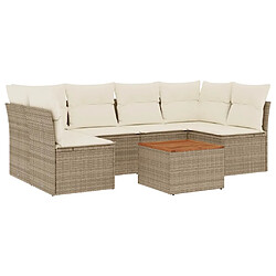 Maison Chic Salon de jardin avec coussins 7 pcs, Ensemble Tables et chaises de jardin, beige résine tressée -GKD991277