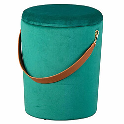 Paris Prix Pouf Coffre en Velours à Sangle Yola 45cm Vert