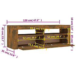 vidaXL Meuble TV avec lumières LED Chêne fumé 120x35x40 cm pas cher