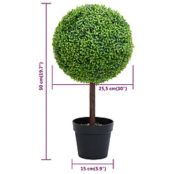 Acheter vidaXL Plante de buis artificiel avec pot Forme de boule Vert 50 cm