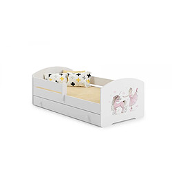 Kobi Lit enfant Sam+ tiroir de rangement - 140x70 cm - danseuse - avec matelas