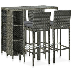 Maison Chic Ensemble de bar de jardin 5 pcs et coussins,Table + chaises + coussins d'extérieur Résine tressée Gris -GKD555925