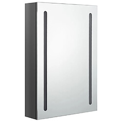 Avis Maison Chic Armoire de salle de bain,Meuble de rangement,Meuble haut à miroir LED gris brillant 50x13x70 cm -GKD151251