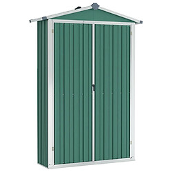 Helloshop26 Abri de jardin cabane cabanon maison de stockage remise extérieur hangar outils robuste 116 x 45 x 175 cm acier galvanisé vert 02_0022343