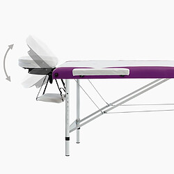 Acheter vidaXL Table de massage pliable 3 zones Aluminium Blanc et violet