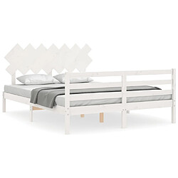 Maison Chic Cadre/structure de lit avec tête de lit pour adulte - Lit Moderne Chambre blanc 140x190 cm bois massif -MN70420