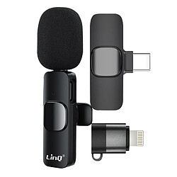 Microphone Sans Fil Réduction de Bruit Adaptateurs USB C et Lightning LinQ Noir