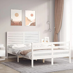 Maison Chic Lit adulte - Cadre Structure de lit avec tête de lit Contemporain blanc 120x200 cm bois massif -MN27570