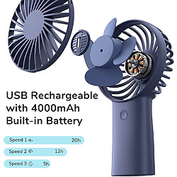 Ventilateur Portatif, Ventilateur Portatif 4000mAh, Mini Ventilateur à Main, Petit Ventilateur Personnel Rechargeable par USB [5-20H de Temps de Travail] Ventilateur à Main à piles à 3 vitesses pas cher