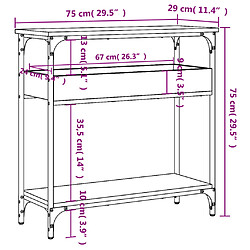 vidaXL Table console avec étagère sonoma gris 75x29x75 cm pas cher