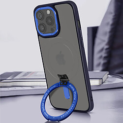 Avizar Coque MagSafe pour iPhone 15 Pro Silicone Gel Anneau Support Bleu Marine pas cher