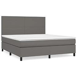 Maison Chic Lit Adulte - Lit simple Lit à sommier tapissier avec matelas moelleux - Meuble de Chambre - Gris 160x200 cm Similicuir -MN70595