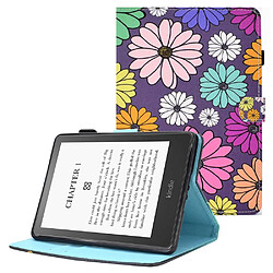 Etui en PU fermeture magnétique avec support et porte-cartes pour votre Amazon Kindle Paperwhite 5 (2021) - marguerites