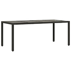 Maison Chic Table de jardin | Table d'extérieur dessus en verre Noir 190x90x75cm Résine tressée -GKD27955