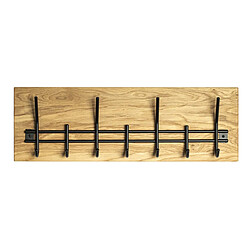 Pegane Garderobe murale, Patère murale en bois massif coloris chêne et métal noir -longueur 60 x profondeur 10 x hauteur 20 cm